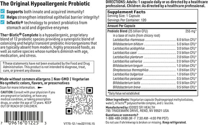 Klaire Labs Ther-Biotic Complete - 25 Billion CFU Probiotic Supplement - Hypoallergenic Probiotics for Men + Women - Digestive, GI Health + Immune Support - Dairy-Free (120 Caps / 2 Pack)