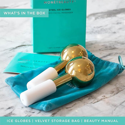 Stainless Steel Ice Globes for Facials (Silver), Durable Cryo Globes Instantly Reduce Puffiness, Tighten Pores and Sinus Relief, Face Globes for Facial Massages and Daily Beauty Routines