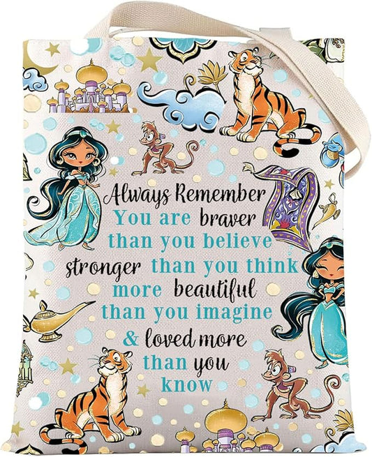 LEVLO Princess Arab Cosmetic Make Up Bag Fairy Tales Fans Gift You Are Braver Stronger Smarter Than You Think Princess Zipper Pouch Bag (Arab moli T)
