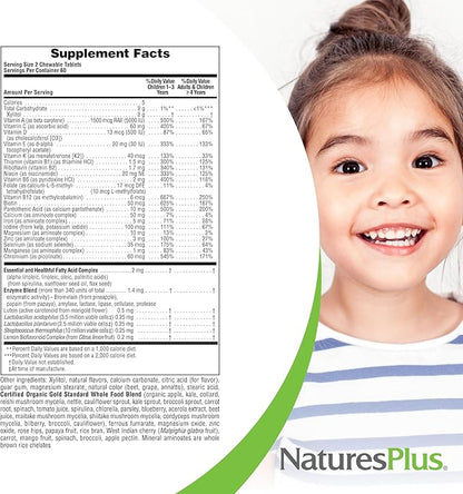 Natures Plus Animal Parade Gold Children's Multivitamin - 120 Animal-Shaped Chewable Tablets - Assorted Cherry, Orange & Grape Flavors - Vegan, Gluten Free - 60 Total Servings