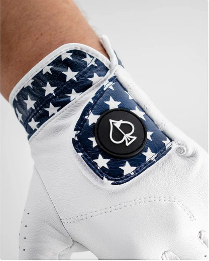 Pins & Aces - Stars Golf Glove Design - Premium AAA Cabretta Leather, Long-Lasting Durable Tour Glove for Men or Women - Premium Leather Golf Glove Left & Right Hand