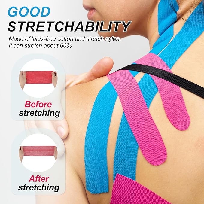 PATIKIL 5.5 Yard x 4 inch Kinesiology Tape, 1 Roll Adhesive Cotton Sports Muscle Support Tapes Waterproof Elastic Tape for Knee Ankle Wrist Shoulder, Green