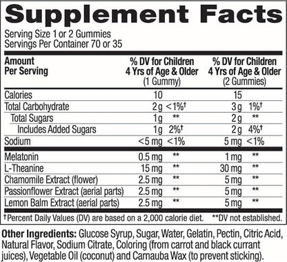 OLLY Kids Sleep Gummies, 0.5mg Melatonin, L Theanine, Chamomile, and Lemon Balm, Fall Asleep Faster, Raspberry - 70 Count