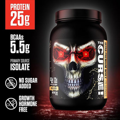 JNX SPORTS The Curse! Ultra Premium Whey Protein Powder Vanilla Bean 2lb | 25g Protein Per Serve, Primary Source Whey Isolate