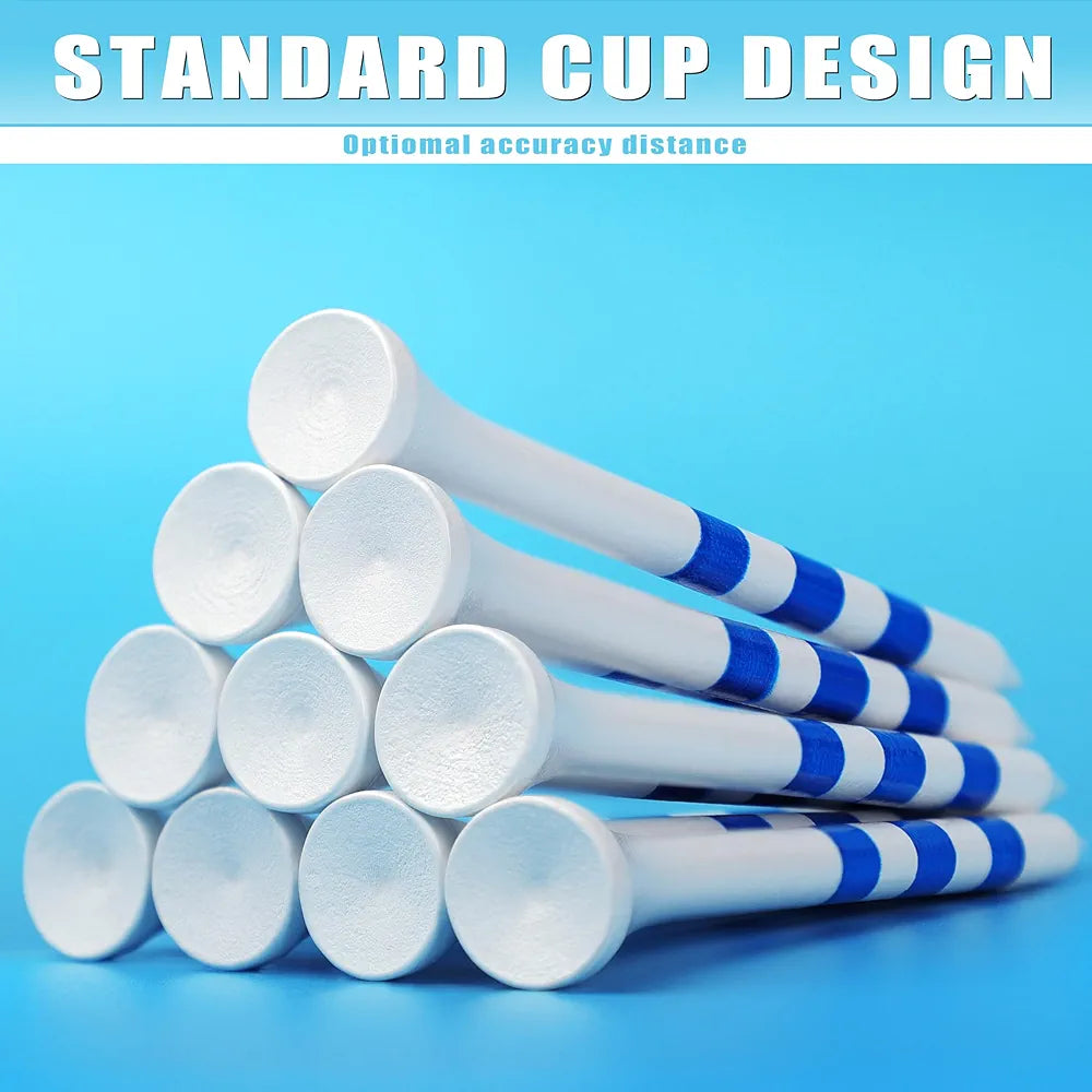 CHAMPKEY Premium Wood Golf Tees 200 Count - 3 Line Marking System Golf Wood Tees - Achieve Consistent and Long Distance Shot