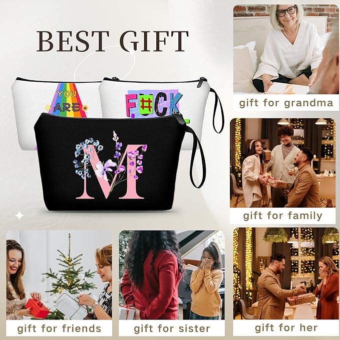 SEAMOON Birthday Maid of Honor Gifts for Women Her Mom Team Teacher Friend Bridesmaid Bride Personalized Makeup Cosmetic Bag with Mirror Valentines Mothers Day Christmas Graduation M