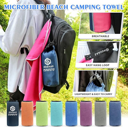HOEAAS 2 Pack Microfiber Camping Towels
