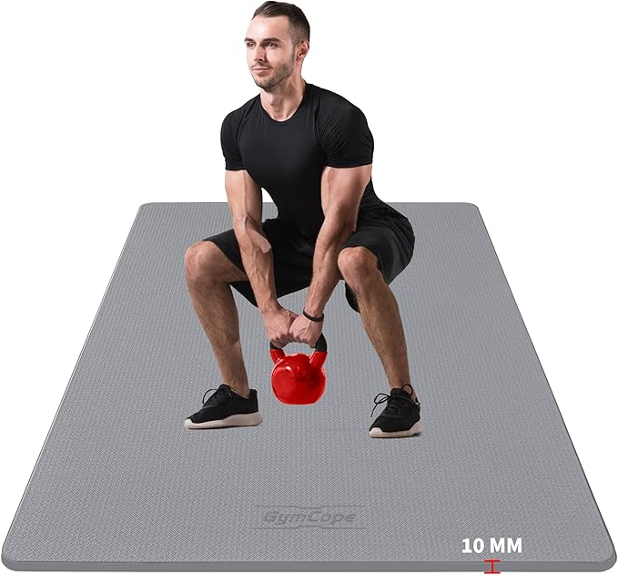 Extra Large Exercise Mat, 10'x6'/9'x6'/8'x6'/7'x5'/6'x4' (8mm/10mm) Thick Workout Mat for Home Gym Flooring, Garage, Shoe-Friendly, High-Density, MMA, HIIT, Weight Lifting, Cardio&Strength