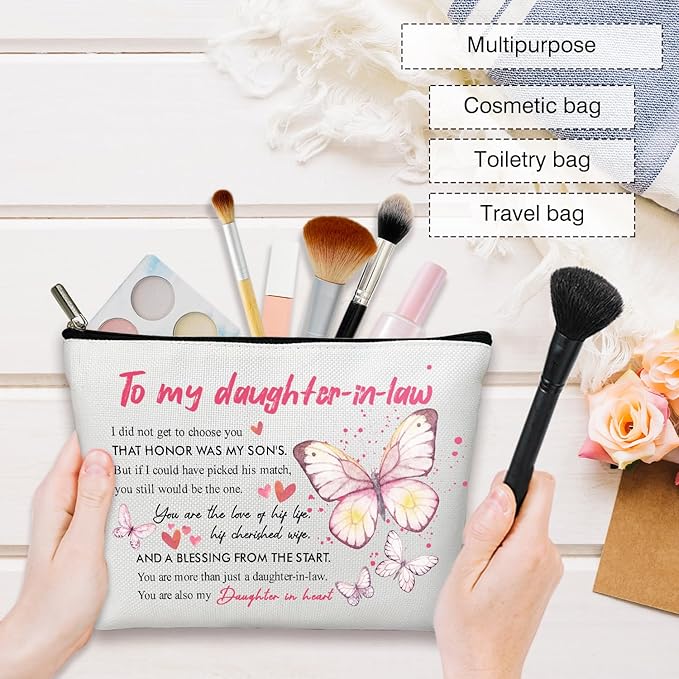 Multifunction Makeup Bag - To My Daughter-in-law, Wedding Gift for Her, Bride, Bridal, Toiletry Bag Pouch Travel Accessories -06