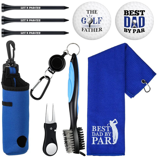 9 Pcs Golf Accessories Kit Golf Club Cleaning Kit Include Microfiber Towel, Cleaner Brush, Ball and Tee Holder, Divot Repair Tool, Ball Bag with Hook for Men Women Gifts 