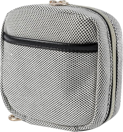Small Canvas Makeup Bag with Compartments for Purse, Wide-open Makeup Pouch with Zipper and Keychain, Key Pocket Lipstick Bag Travel Organizer Bag (04Black)