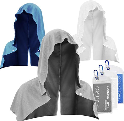 3 Pack Cooling Hoodie Towels for Neck and Face 50 Sun