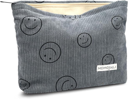 Corduroy Makeup Bag Cosmestic Bag Large Capacity Ladies Women Aesthetic Make Up Organizer Accessories Zipper Pouch Purse Grey