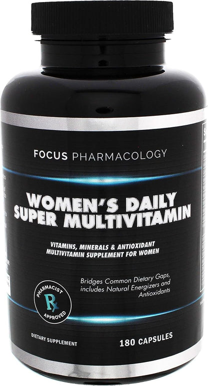 Women's Daily Super Multi-Vitamin for Women - 180 Ct Blend of Vitamins, Minerals, Plus Herbs for Energy, Focus, and Womens Health