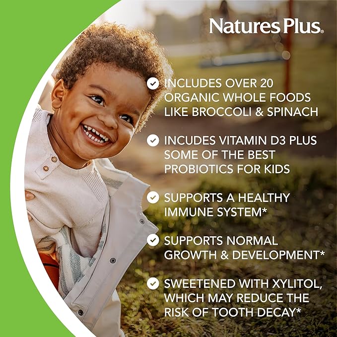 Natures Plus Animal Parade Source of Life Gold Children's Chewable Multivitamin - Assorted Cherry, Orange & Grape Flavors - 60 Chewable Tablets - Vegetarian, Gluten-Free - 30 Servings