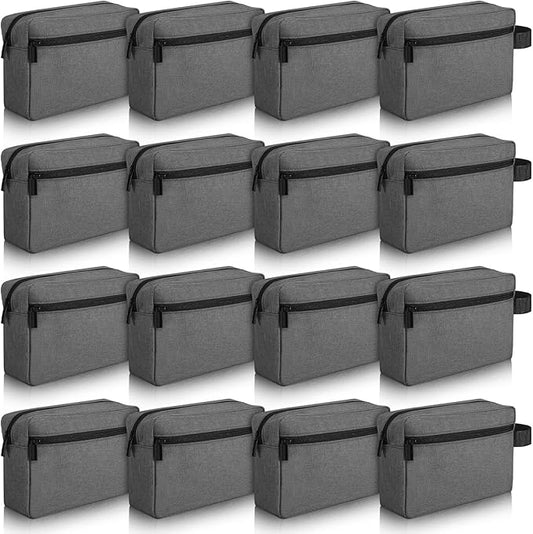 Paterr 16 Pcs Travel Toiletry Bag for Women Men Large Water Resistant Shaving Bag Hanging Cosmetic Bag with Handle and Divider Storage Travel Pouch Case (Dark Gray)
