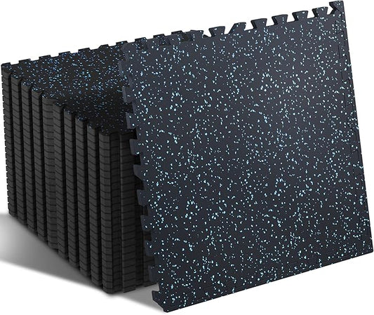 SUPERJARE 0.4 Inch Gym Flooring for Home Gym 24 Tiles 24"" x 24"" Workout (96 sqft),