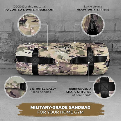 Yes4All Sandbags for Working Out, Adjustable Sand Bags for Weight Training with Handles, Multiple Colors & Sizes 5-200lbs