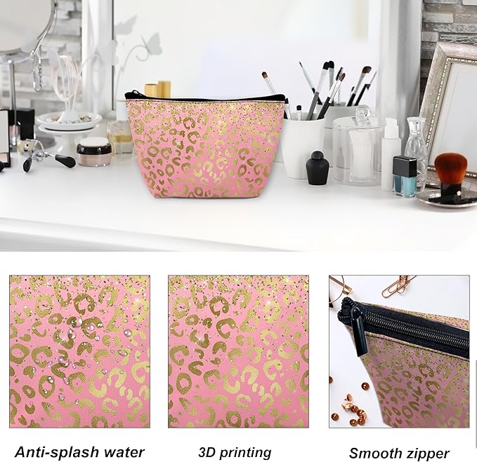 Makeup Bag for Purse, Mountain Sun Trees Landscape Cosmetic Bag for Women, Travel Toiletry Funny Zipper Pouch Gift 9.5×5.9 Inch