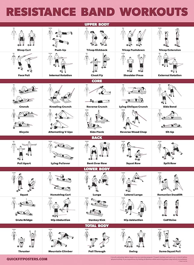 Palace Learning 20 Pack - Exercise Poster Set: Dumbbell, Suspension, Battle Rope, Stretching, Bodyweight, Barbell, Yoga, Exercise Ball - (LAMINATED, 18” x 24”)