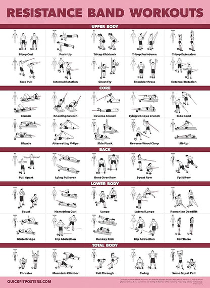 Palace Learning 20 Pack - Exercise Poster Set: Dumbbell, Suspension, Battle Rope, Stretching, Bodyweight, Barbell, Yoga, Exercise Ball - (LAMINATED, 18” x 24”)