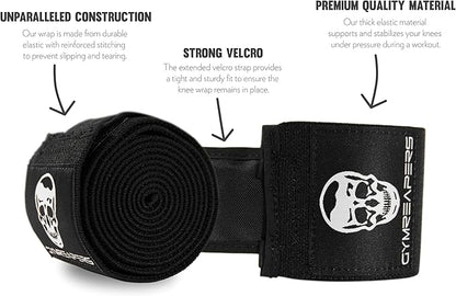 Gymreapers Knee Wraps for Squats and Powerlifting 72 Inch Compression Wraps with Strap for Men & Women Weightlifting Support