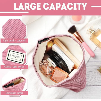 Sanwuta 4 Pack Velvet Makeup Bag Cosmetic Bag for Women Large Capacity Corduroy Pouch Zipper Canvas Travel Toiletry Purse Make up Organizer Case Accessories(Classic Color,Plaid)