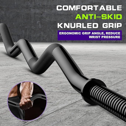 47" EZ Curl Bar Weight Lifting Bar 1-inch Curling -2 Star Collars(280lb Weight