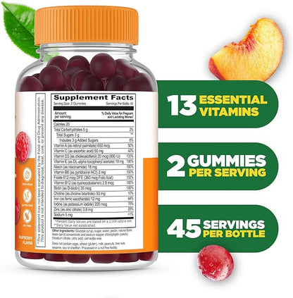 Lifeable Prenatal Multivitamin with Iron and Choline | Great Tasting prenatal Vitamins for Women | Vegetarian Non-GMO prenatal Gummies | 90 Gummies