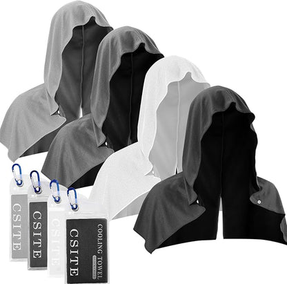 4 Pack Cooling Hoodie Towels for Neck and Face 50 Sun