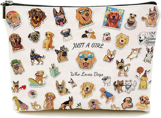 Dog Makeup Bag, Dog Lover Gifts for Girls Women, Funny Cosmetic Bag Christmas Gifts for Her, Sister, Daughter, Women