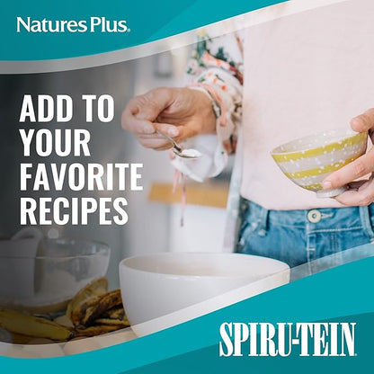 Natures Plus Simply Natural SPIRU-TEIN Shake - Unsweetened Chocolate - 0.82 lb Protein Powder- Meal Replacement - Natural Energy - Supports Diabetic Lifestyle - Vegetarian, 16 Servings