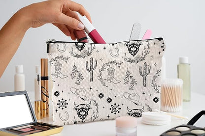 Western Makeup Bag, Western Gifts for Women, Western Stuff for Women, Cow Makeup Bag, Cowgirl Gifts, Cowgirl Stuff