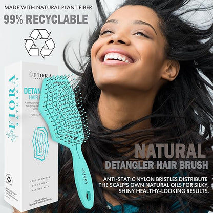 Fiora Naturals Hair Detangling Brush -100% Bio-Friendly Hair Detangler Brush w/Ultra-soft Bristles- Glide Through Tangles with Ease - For Curly, Fine, Women, Men, Kids, Toddlers, Wet and Dry Hair