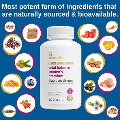 Xtendlife Total Balance Women's Premium Supplement Complete Multivitamin for Females with Over 90 Vitamins, Minerals, Antioxidants for Women (210 Enteric Coated Tablets)