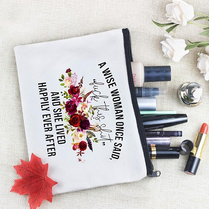 Funny Canvas Cosmetic Bag Makeup Bags Cute Travel Bag Birthday Gifts Friend Gifts for Women (Style-C)