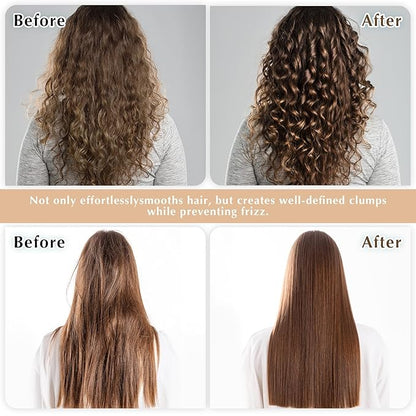 Curl Defining Brush, Vented Curly Hair Brush for Effortlessly Detangling Shaping and Defining Women's Men's Curls on All Wet or Dry Hair Types, Reduces Frizz (Beige)