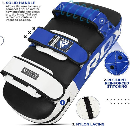 RDX Muay Thai Pad for Training, Curved Kickboxing Kicking Strike Shield, Coaching Kick Boxing, MMA, Martial Arts, Karate, Taekwondo, Punching, Foot, Knee and Elbow Target (One Pad Only)