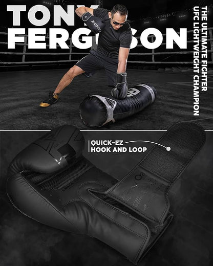 RDX Boxing Gloves, Pro Training Sparring, Maya Hide Leather, Muay Thai MMA Kickboxing, Men Women Adult, Heavy Punching Bag Focus Mitts Pads Workout, Ventilated Palm, Multi Layered, 8 10 12 14 16 18 Oz