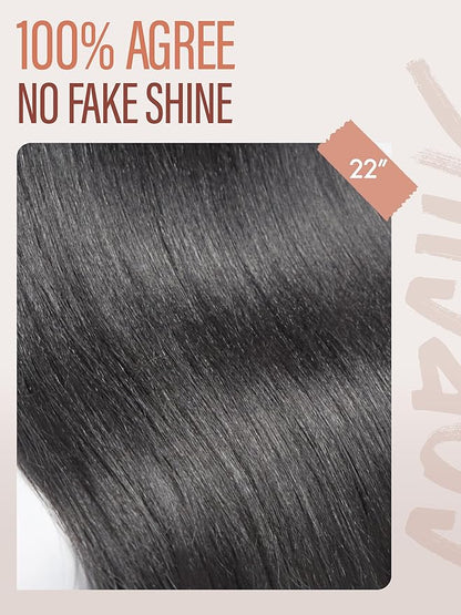 GORGIUS Glueless Wig with Bangs Natural Black Straight Layered Hair Ready-to-Go Synthetic Bang Wigs with Realistic Scalp 24 Inch