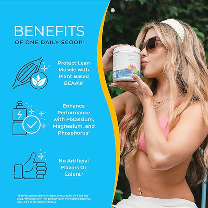 One Sol BCAA & Electrolyte Powder for Hydration & Energy, All-Natural Formula, 100% Vegan, Non-GMO, Gluten Free & Soy-Free, Promotes Muscle Growth & Recovery, Gummy Bear Flavor