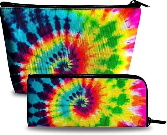 Women Cosmetic Bag for Travel, Tie Tye Makeup Bag Open Toiletry Bag Waterproof Portable Pouch Make up Organizer for Casual Business Trip
