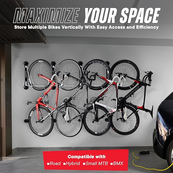 Steadyrack Bike Rack - Classic Vertical Wall Mount for Garage, East Lift Indoor Bike Storage Solution for Home, Bicycle Hangers for Garage Can Hold up to 77 lbs