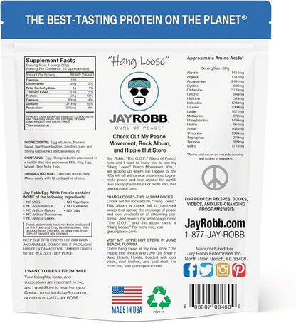 Jay Robb Vanilla Egg White Protein Powder, Low Carb, Keto, Vegetarian, Gluten Free, Lactose Free, No Sugar Added, No Fat, No Soy, Nothing Artificial, Non-GMO, Best-Tasting, (12 oz, Vanilla)