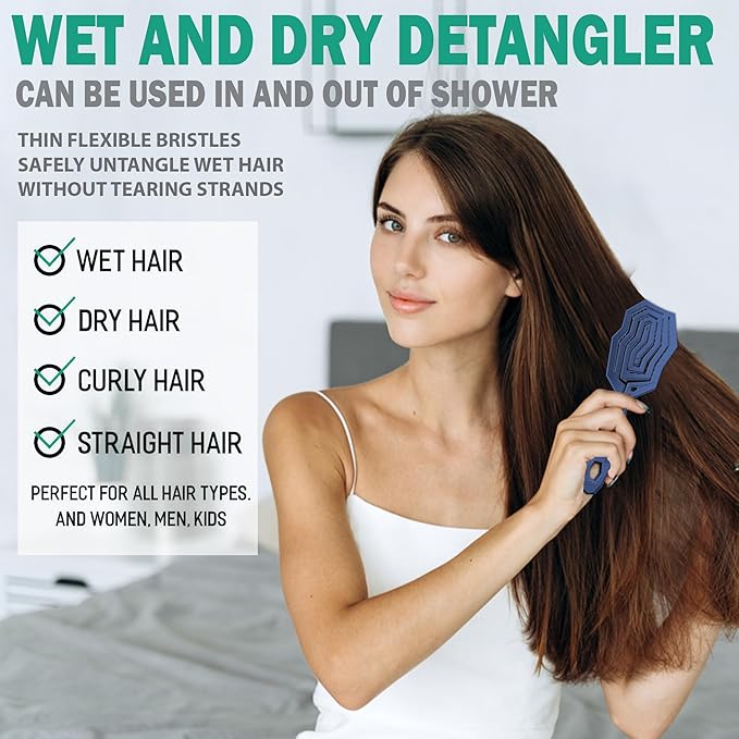 Fiora Naturals Hair Detangling Brush -100% Bio-Friendly Hair Detangler Brush w/Ultra-soft Bristles- Glide Through Tangles with Ease - For Curly, Fine, Women, Men, Kids, Toddlers, Wet and Dry Hair