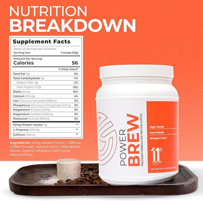Tuff Genius High Protein Whey Isolate Coffee with Theanine - Enhance Focus & Energy - Real Coffee Protein Coffee - Ideal for Morning Boost - Premium Coffee Protein Powder for Performance