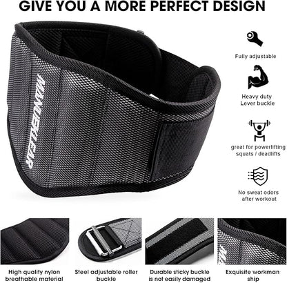 MANUEKLEAR Gym Weight Lifting Belt Weight Lifting Workout 7.5inch -