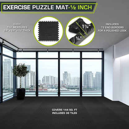 ProsourceFit Puzzle Exercise Mat ½ in 24 in 24 in 144 Sq 36 Tiles