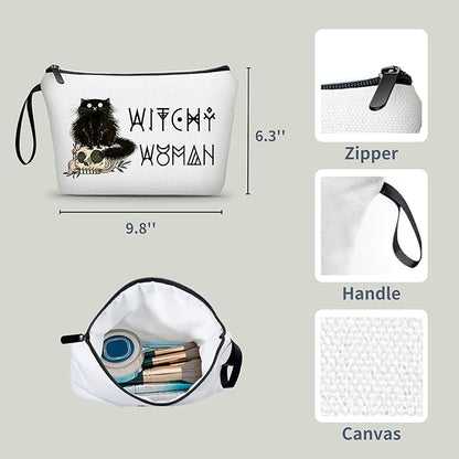 Witch Make Up Bags for Women Witchy Purses Good Black Cat Gifts for Women Adults Teen Girls