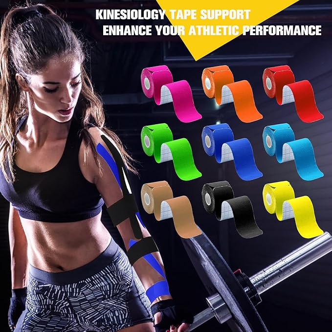 Kinesiology Tape Precut 2 Rolls Pack, Athletic Tape for Muscle Joints Support, 40 Strips for Knee Ankle Shoulder Back, Latex Free and Water Resistant, Dark Blue